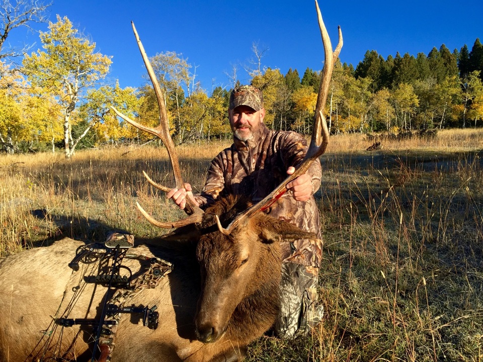 Jared Adams first elk hunt. 2nd morning.Shot him at daylight as the herd headed up the mountain.
# Rawhide Guide Service...